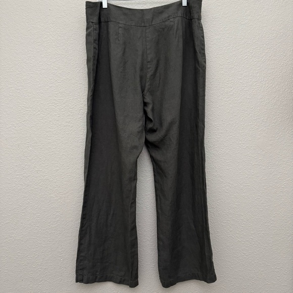Eileen Fisher 100% Linen Wide Leg Pants Gray Size 16 - Picture 6 of 10